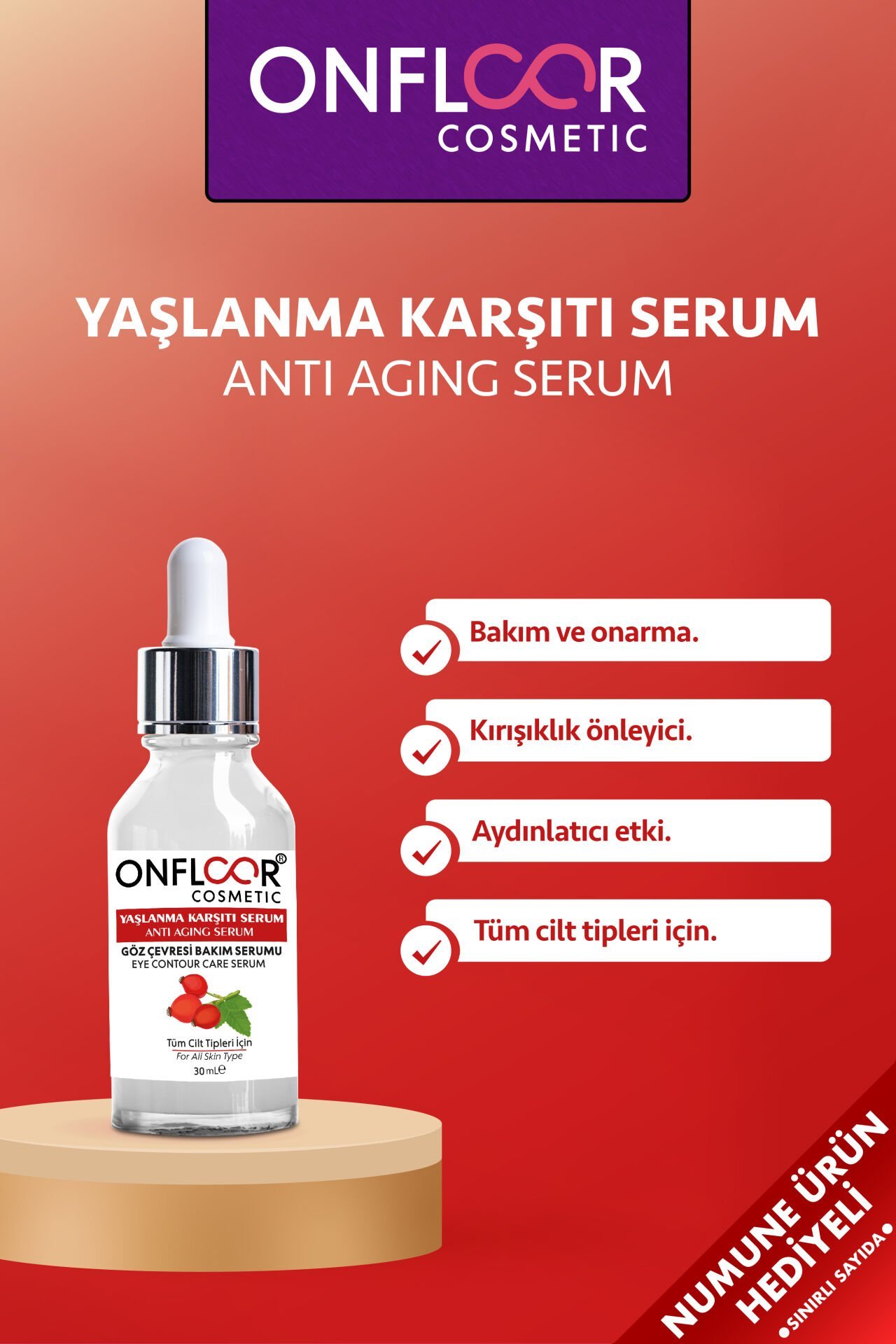 Onfloor Göz Altı Serumu 30 ml – Kırışıklık Karşıtı, Göz Çevresi Aydınlatıcı, Yoğun Bakım