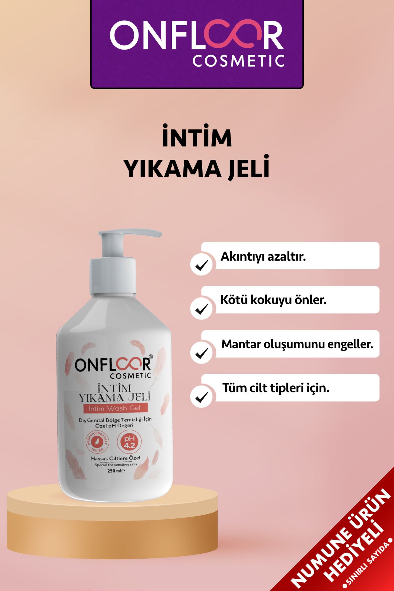 Onfloor Genital Bölge Temizleme Jeli 250 ml – Koku Giderici, Akıntı Önleyici, Günlük İntim Bakım