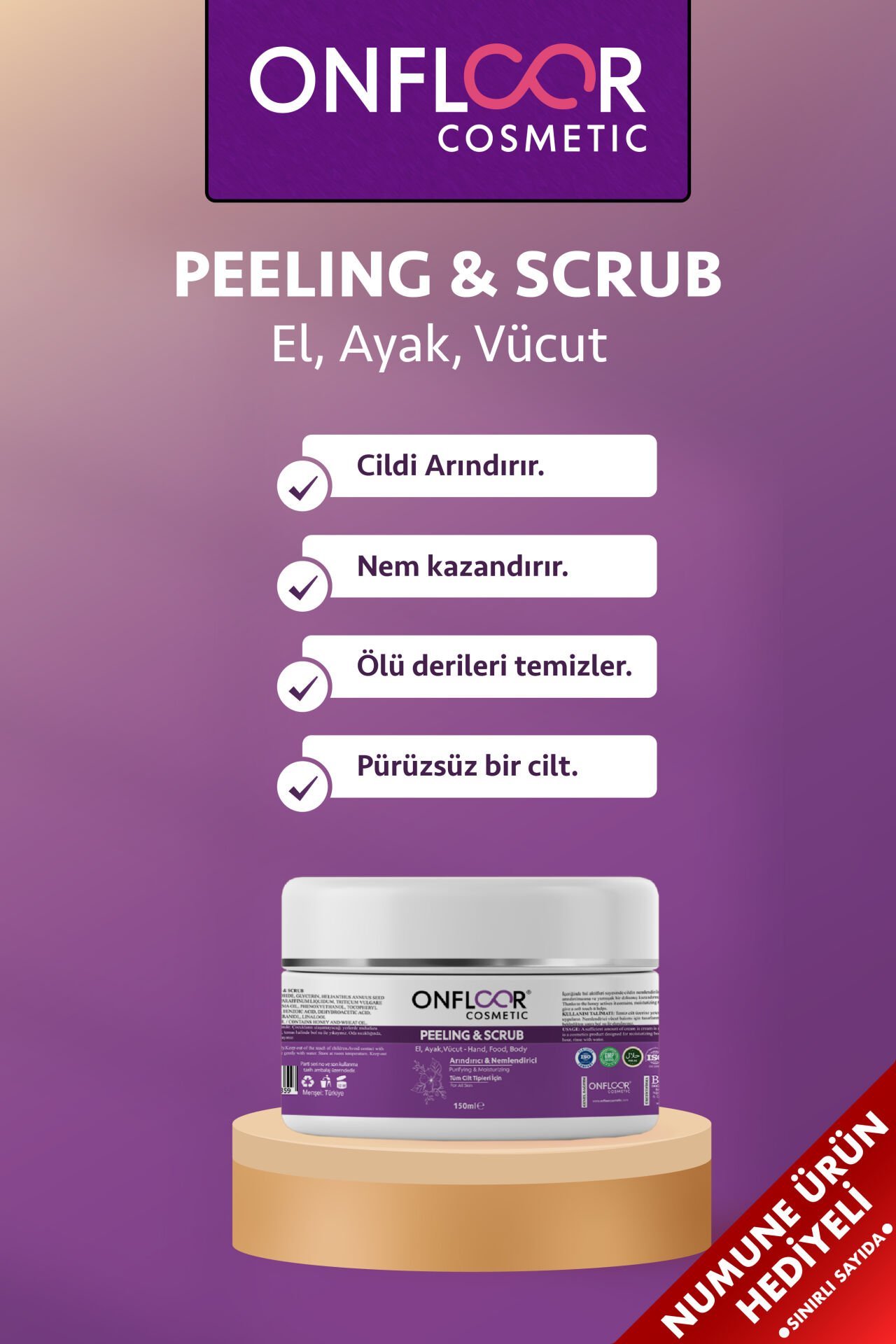 Onfloor Peeling Krem – Cilt Arındırıcı, Ölü Deri Temizleyici, Gözenek Açıcı Bakım
