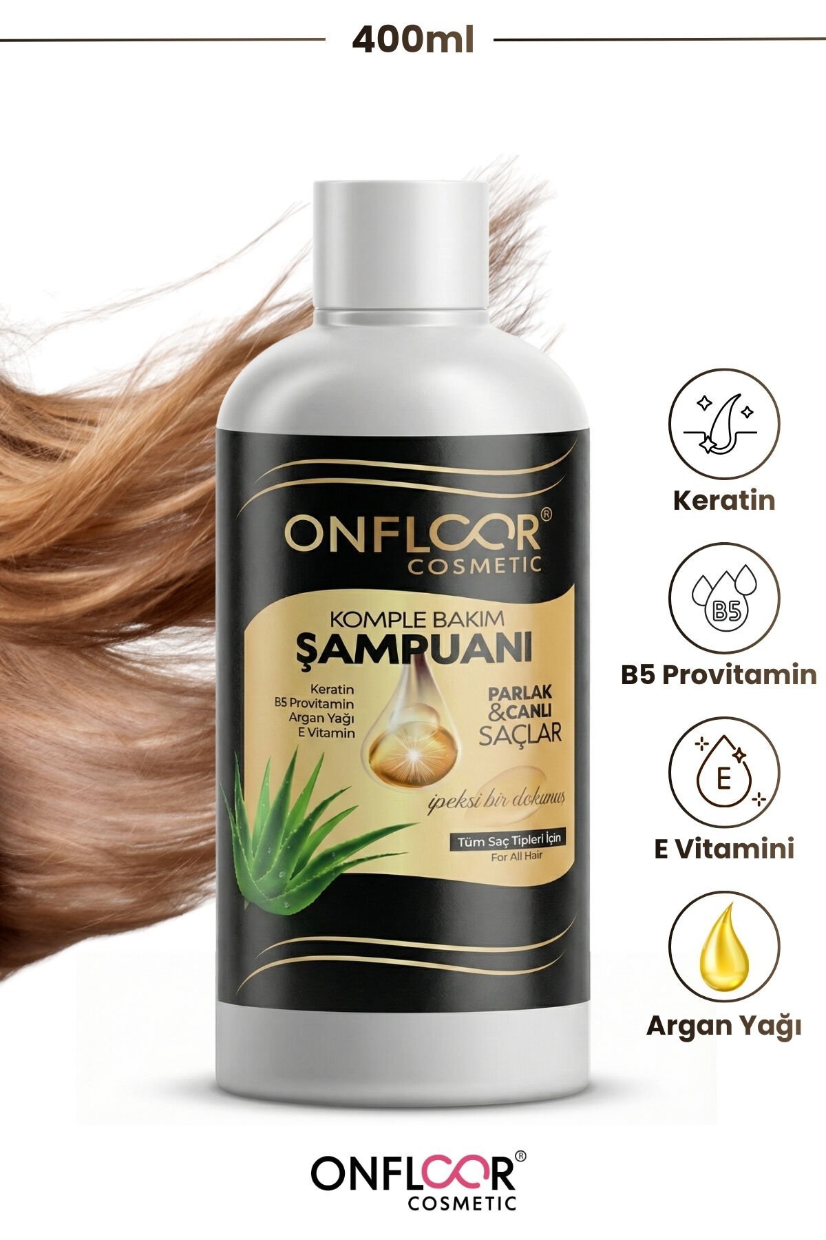 Onfloor Şampuan 400 ml – Dökülme Karşıtı, Hızlı Saç Uzatan, Komple Saç Bakımı